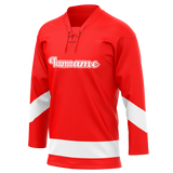 Custom Team Design Red & White Colors Design Sports Hockey Jersey HK00DRW070902