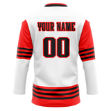 Custom Team Design White & Red Colors Design Sports Hockey Jersey HK00DRW080209