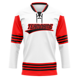 Custom Team Design White & Red Colors Design Sports Hockey Jersey HK00DRW080209