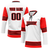 Custom Team Design White & Red Colors Design Sports Hockey Jersey HK00DRW080209