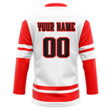 Custom Team Design White & Red Colors Design Sports Hockey Jersey HK00DRW090209