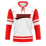 Custom Team Design White & Red Colors Design Sports Hockey Jersey HK00DRW090209