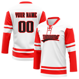 Custom Team Design White & Red Colors Design Sports Hockey Jersey HK00DRW090209