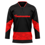 Custom Team Design Black & Red Colors Design Sports Hockey Jersey HK00DRW100109