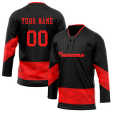 Custom Team Design Black & Red Colors Design Sports Hockey Jersey HK00DRW100109