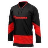 Custom Team Design Black & Red Colors Design Sports Hockey Jersey HK00DRW100109