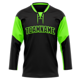 Custom Team Design Black & Green Colors Design Sports Hockey Jersey HK00FP010114