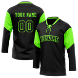 Custom Team Design Black & Green Colors Design Sports Hockey Jersey