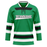 Custom Team Design Green & White Colors Design Sports Hockey Jersey HK00DS021402