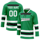 Custom Team Design Green & White Colors Design Sports Hockey Jersey HK00DS021402