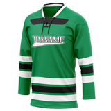 Custom Team Design Green & White Colors Design Sports Hockey Jersey HK00FP021402