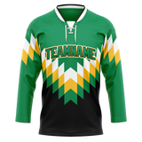 Custom Team Design Green & Yellow Colors Design Sports Hockey Jersey HK00DS031412