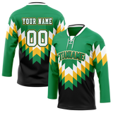 Custom Team Design Green & Yellow Colors Design Sports Hockey Jersey HK00DS031412