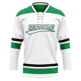 Custom Team Design White & Green Colors Design Sports Hockey Jersey HK00DS040214