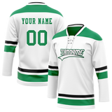 Custom Team Design White & Green Colors Design Sports Hockey Jersey HK00FP040214