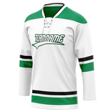 Custom Team Design White & Green Colors Design Sports Hockey Jersey HK00FP040214