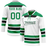 Custom Team Design White & Green Colors Design Sports Hockey Jersey HK00FP070214