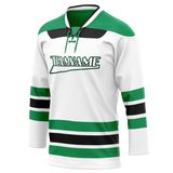 Custom Team Design White & Green Colors Design Sports Hockey Jersey HK00DS070214