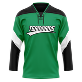 Custom Team Design Kelly Green & Black Colors Design Sports Hockey Jersey HK00FP101501