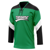 Custom Team Design Kelly Green & Black Colors Design Sports Hockey Jersey HK00FP101501