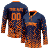 Custom Team Design Royal Blue & Light Orange Colors Design Sports Hockey Jersey