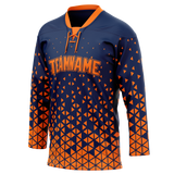 Custom Team Design Royal Blue & Light Orange Colors Design Sports Hockey Jersey HK00EO011911