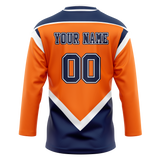 Custom Team Design Light Orange & Royal Blue Colors Design Sports Hockey Jersey HK00DS041119