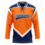 Custom Team Design Light Orange & Royal Blue Colors Design Sports Hockey Jersey HK00DS041119