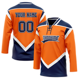 Custom Team Design Light Orange & Royal Blue Colors Design Sports Hockey Jersey