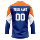 Custom Team Design Blue & Light Orange Colors Design Sports Hockey Jersey HK00EO052011