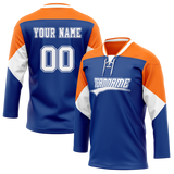 Custom Team Design Blue & Light Orange Colors Design Sports Hockey Jersey