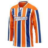 Custom Team Design Orange & Royal Blue Colors Design Sports Hockey Jersey HK00DS071019
