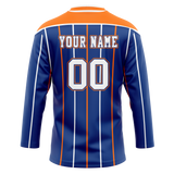 Custom Team Design Royal Blue & Orange Colors Design Sports Hockey Jersey HK00EO081910