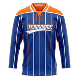 Custom Team Design Royal Blue & Orange Colors Design Sports Hockey Jersey HK00DS081910