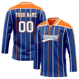 Custom Team Design Royal Blue & Orange Colors Design Sports Hockey Jersey