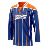 Custom Team Design Royal Blue & Orange Colors Design Sports Hockey Jersey HK00EO081910