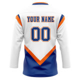 Custom Team Design White & Royal Blue Colors Design Sports Hockey Jersey HK00DS090219