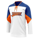 Custom Team Design White & Royal Blue Colors Design Sports Hockey Jersey HK00EO100219