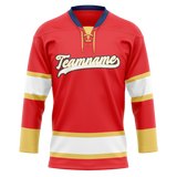 Custom Team Design Red & Yellow Colors Design Sports Hockey Jersey HK00FP010912