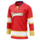 Custom Team Design Red & Yellow Colors Design Sports Hockey Jersey HK00AC010912