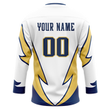 Custom Team Design White & Royal Blue Colors Design Sports Hockey Jersey HK00FP020219