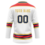 Custom Team Design White & Red Colors Design Sports Hockey Jersey HK00FP030209