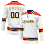 Custom Team Design White & Red Colors Design Sports Hockey Jersey