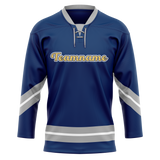 Custom Team Design Royal Blue & Gray Colors Design Sports Hockey Jersey HK00AC041903