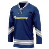 Custom Team Design Royal Blue & Gray Colors Design Sports Hockey Jersey HK00AC041903