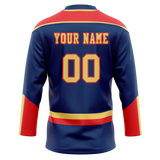 Custom Team Design Royal Blue & Red Colors Design Sports Hockey Jersey HK00AC051909