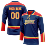 Custom Team Design Royal Blue & Red Colors Design Sports Hockey Jersey