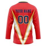 Custom Team Design Red & Yellow Colors Design Sports Hockey Jersey HK00AC060912