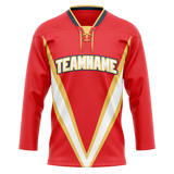 Custom Team Design Red & Yellow Colors Design Sports Hockey Jersey HK00AC060912