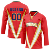 Custom Team Design Red & Yellow Colors Design Sports Hockey Jersey